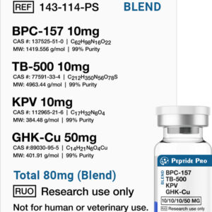 BPC-157 / TB-500 / KPV / GHK-Cu Blend 80mg Research Peptide