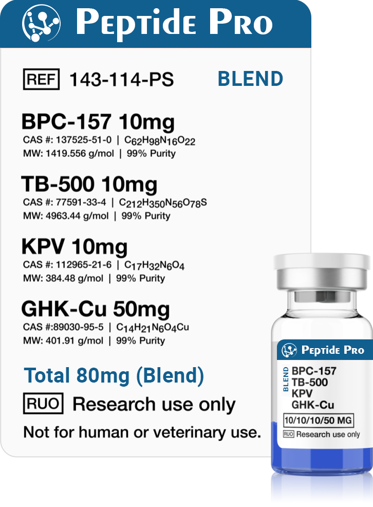 BPC-157 / TB-500 / KPV / GHK-Cu Blend 80mg Research Peptide