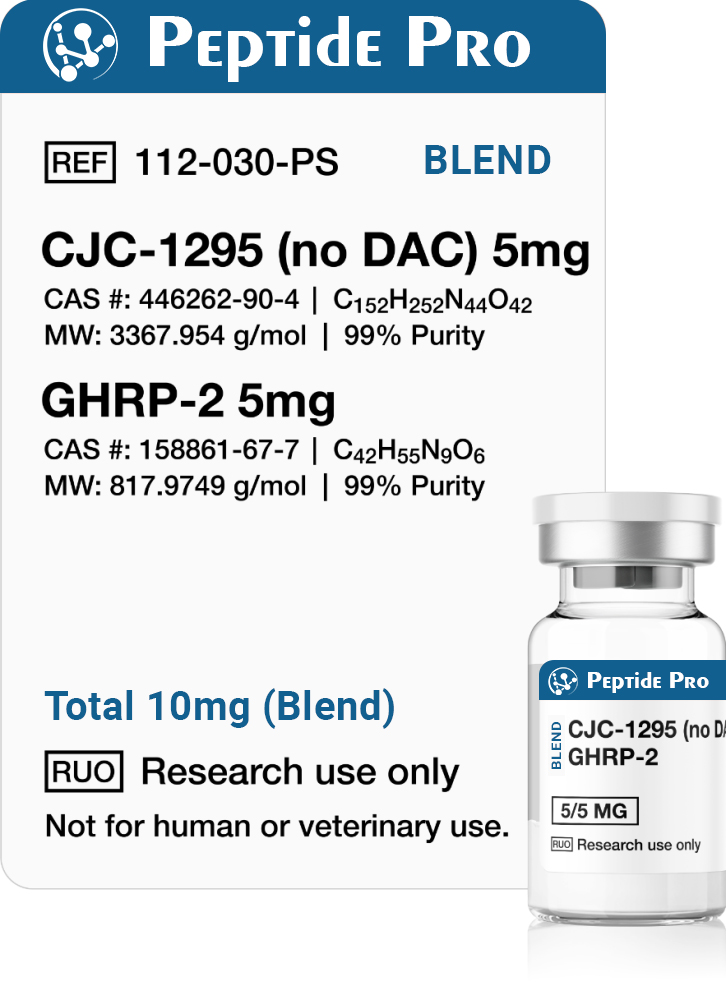CJC-1295 (No DAC) 5mg + GHRP-2 5mg Blend Research Peptide