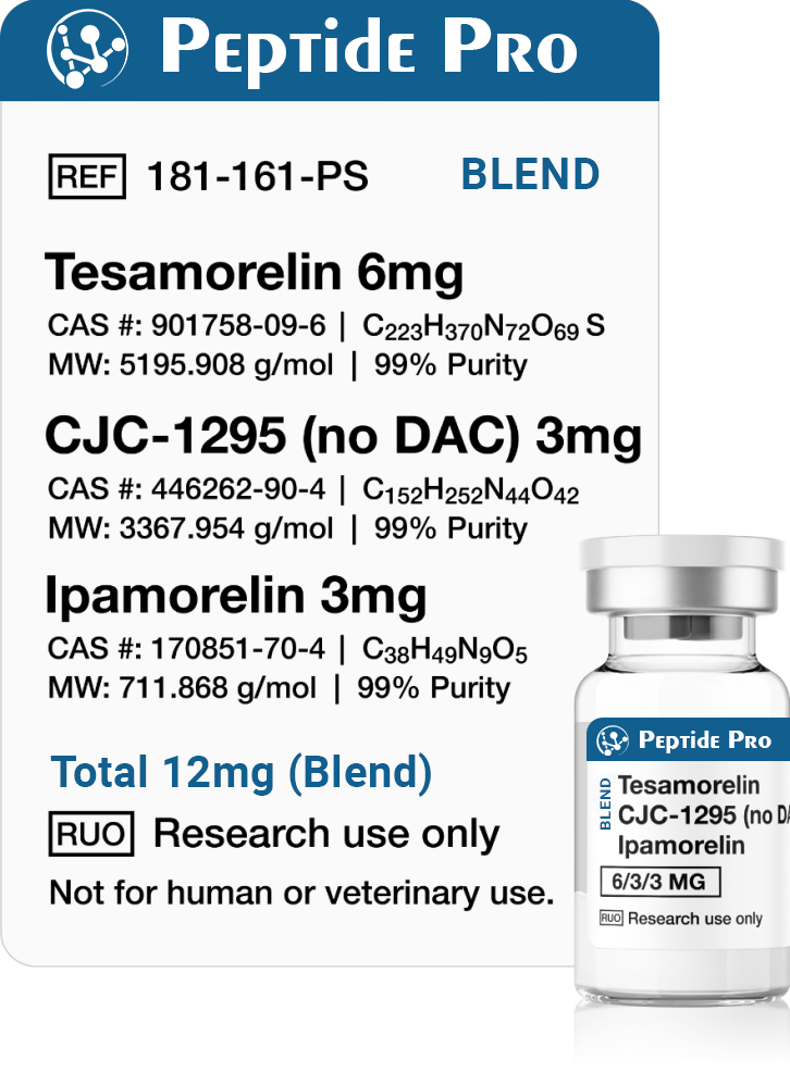 Tesamorelin 6mg + CJC-1295 (No DAC) 3mg + Ipamorelin 3mg Blend